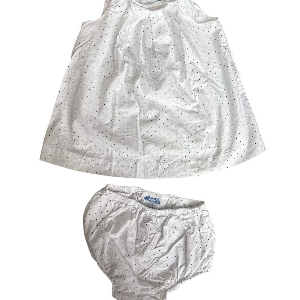 Jacadi White Top with Black Polka Dot Bloomers